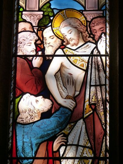 Der ungläubige Thomas berührt die Wunden Jesu. 